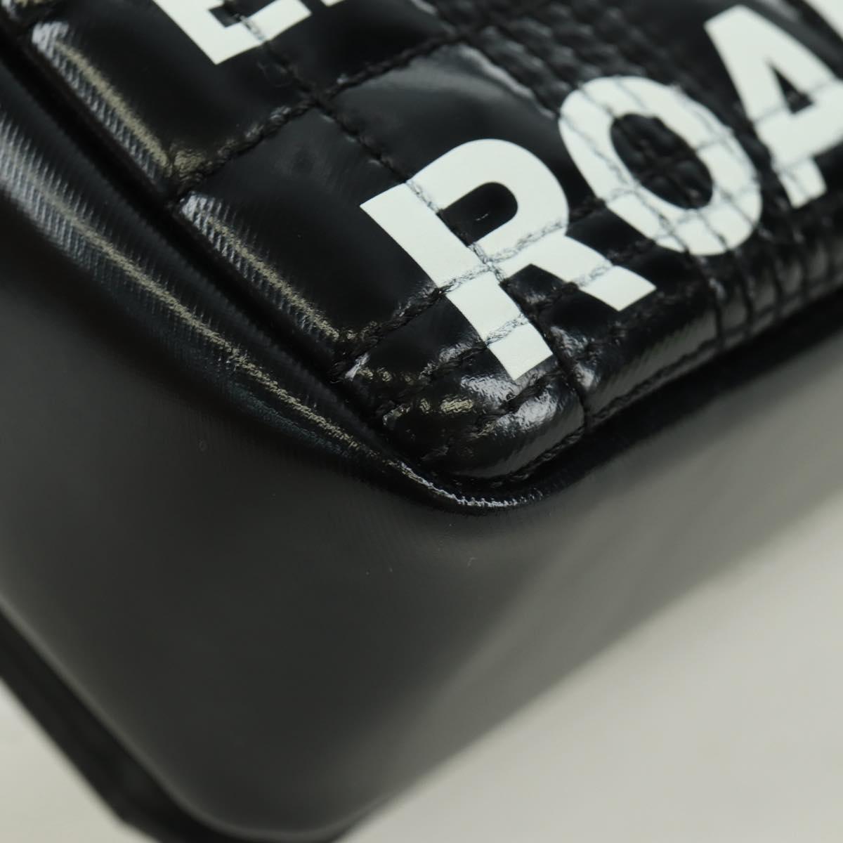 BURBERRY Roller Chain Shoulder Bag Leather Black Silver Auth am11155V