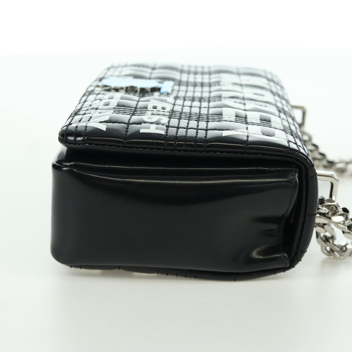 BURBERRY Roller Chain Shoulder Bag Leather Black Silver Auth am11155V