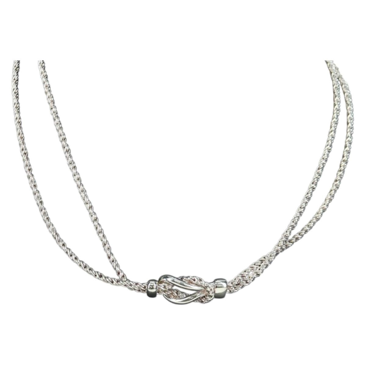 TIFFANY&Co. Double Rope Center Knot Necklace Ag925 Silver Auth am11156SAM
