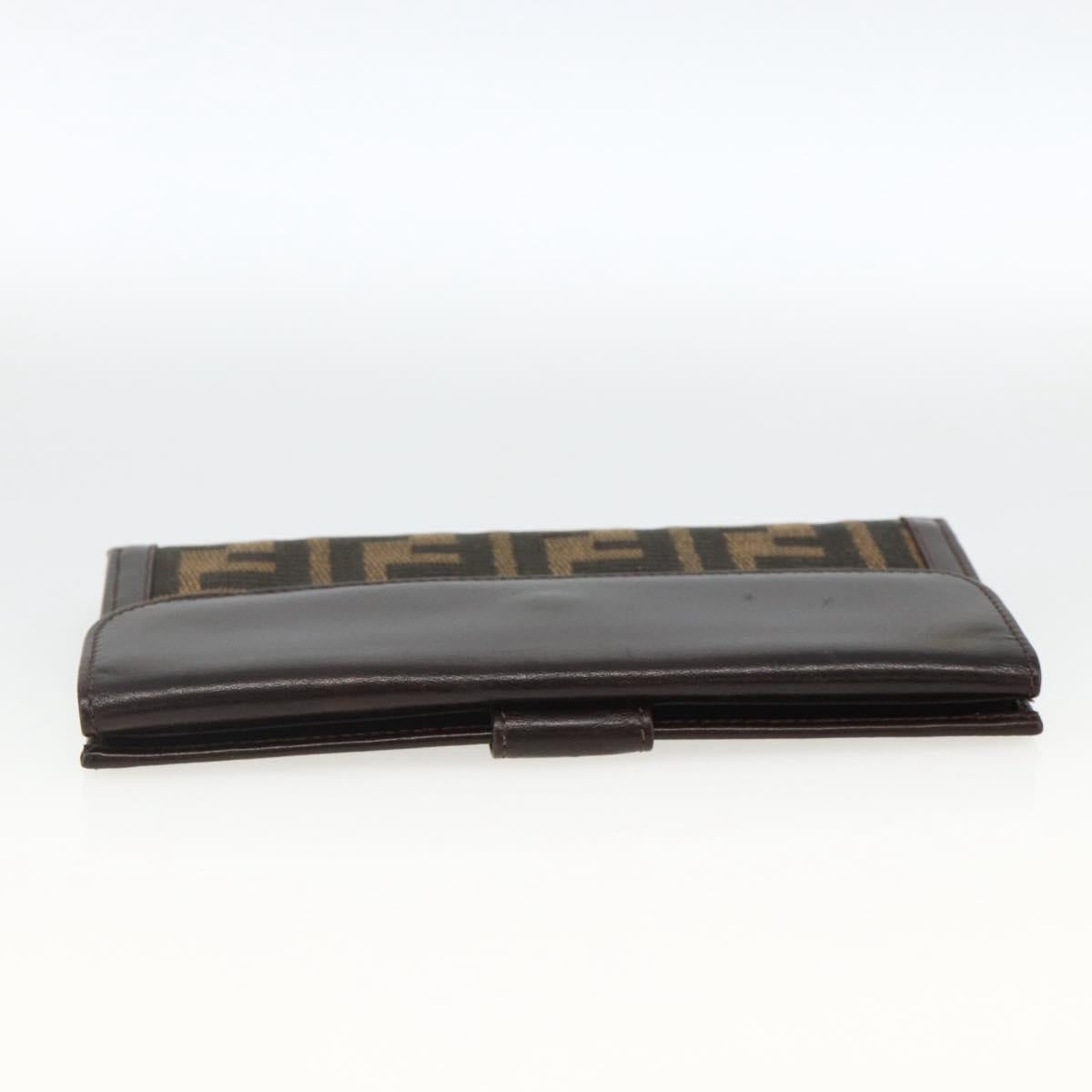 FENDI Zucca Canvas Long Wallet Black Brown Auth am11162A