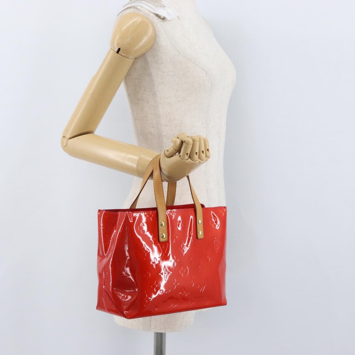 LOUIS VUITTON Monogram Vernis Reade PM Hand Bag Red Rouge M91088 Auth am11167A