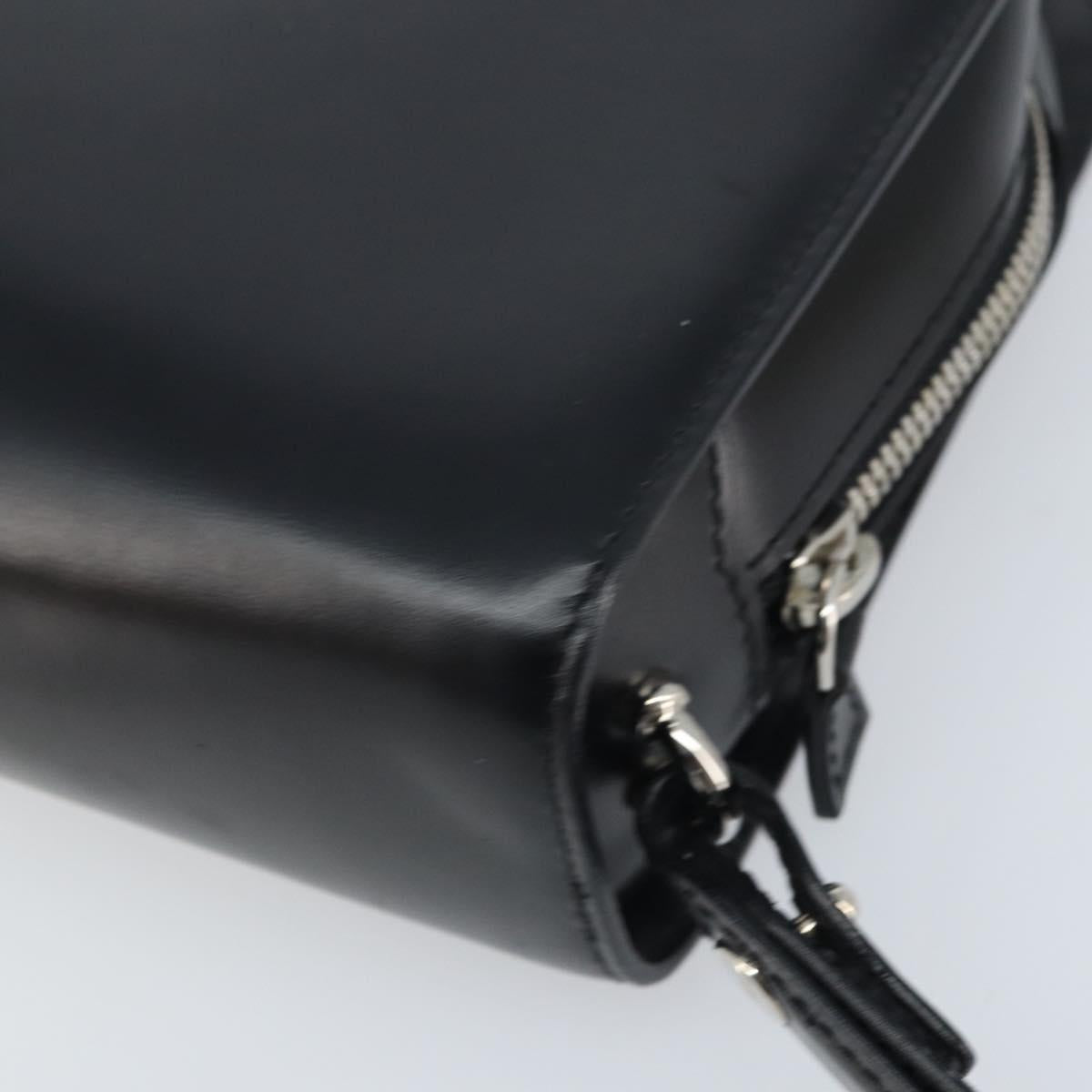 CARTIER Pasha Clutch Bag Leather Silver Black Auth am11169A