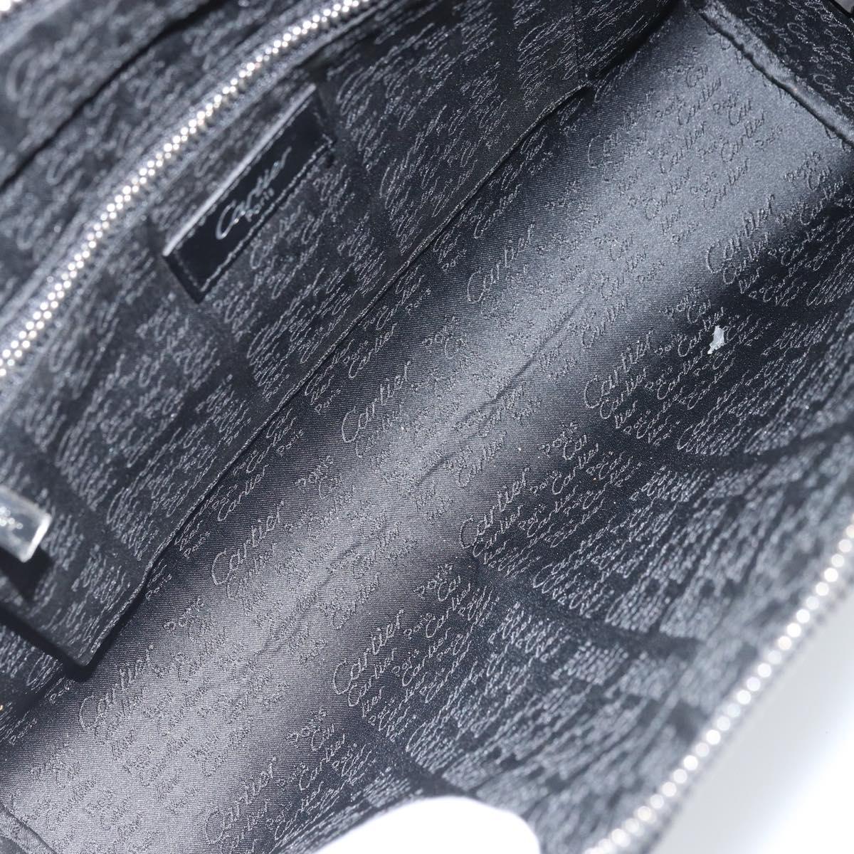 CARTIER Pasha Clutch Bag Leather Silver Black Auth am11169A