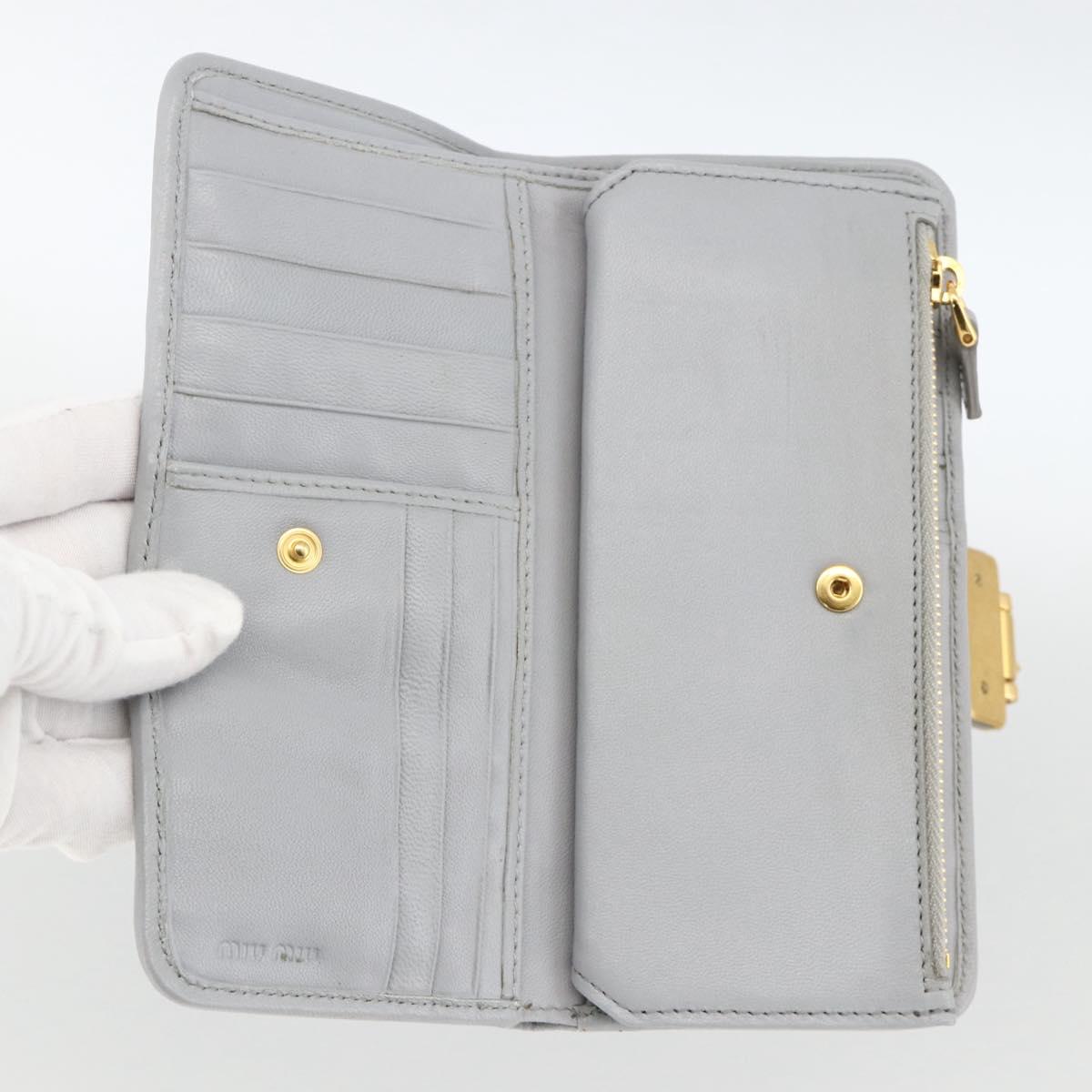 Miu Miu Matelasse Lady Rock Long Wallet Leather Gray Auth am11170A