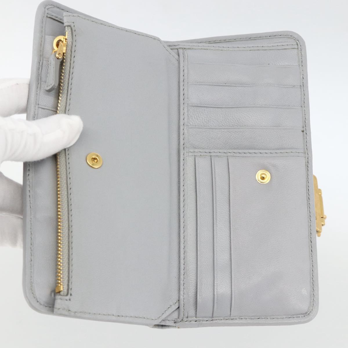 Miu Miu Matelasse Lady Rock Long Wallet Leather Gray Auth am11170A