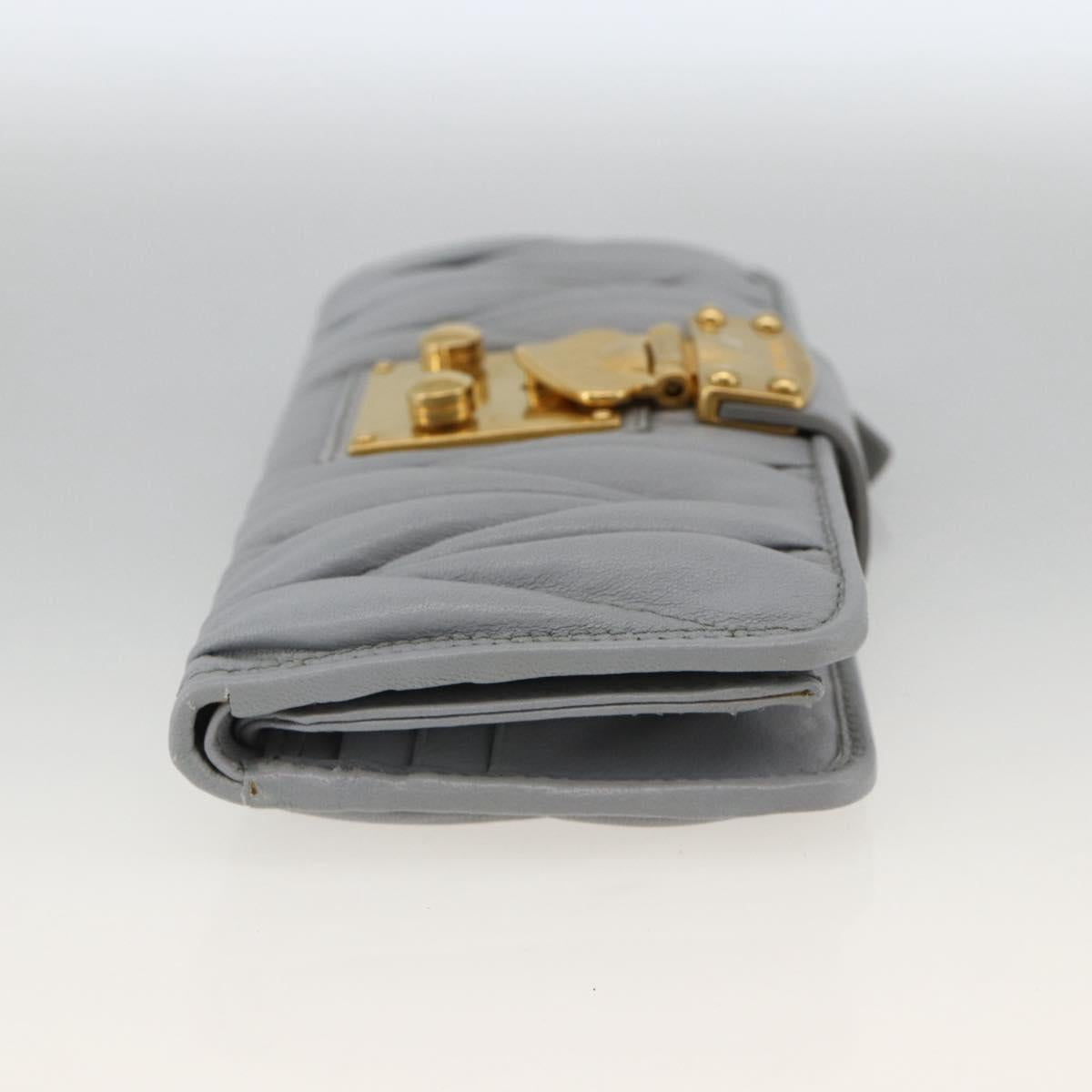 Miu Miu Matelasse Lady Rock Long Wallet Leather Gray Auth am11170A