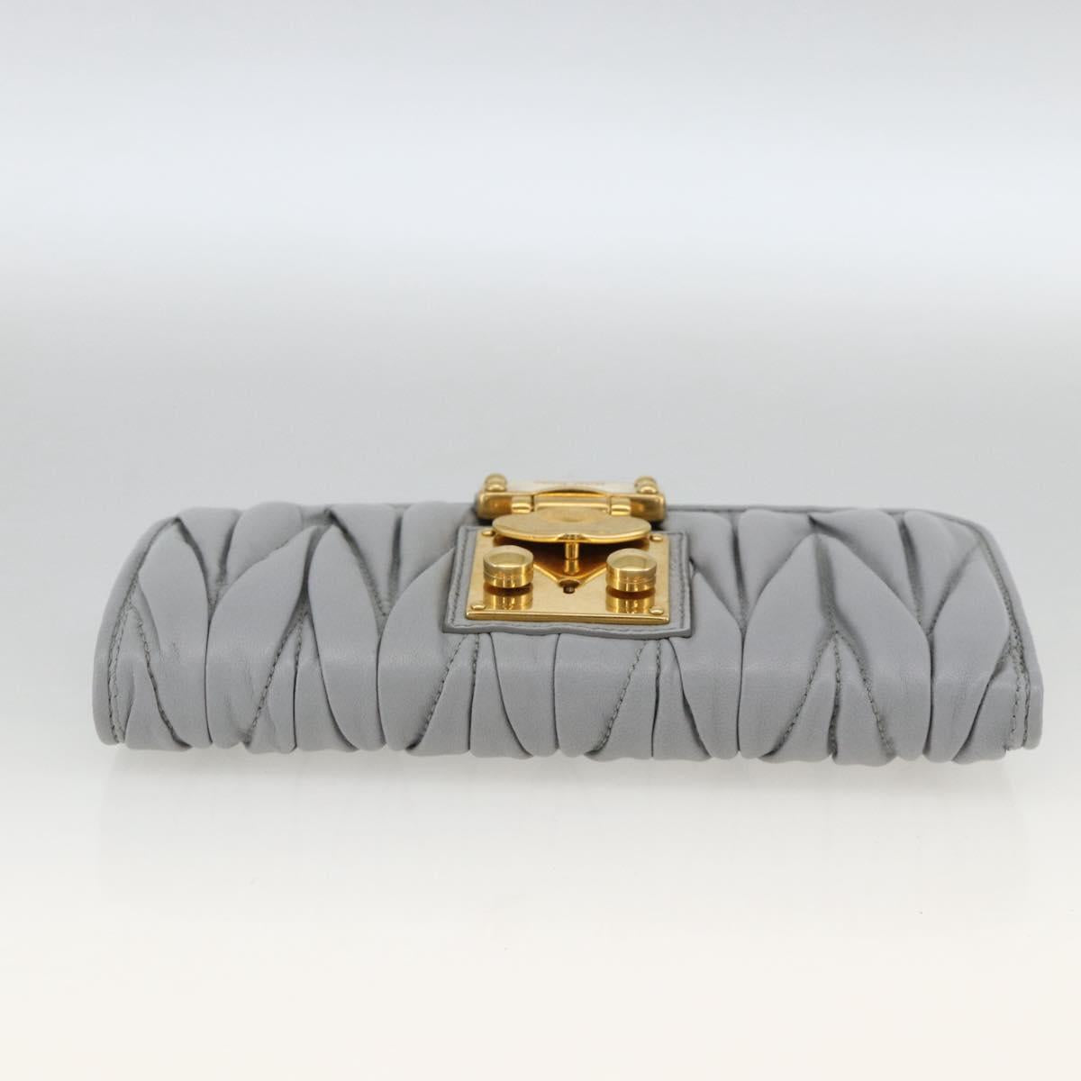 Miu Miu Matelasse Lady Rock Long Wallet Leather Gray Auth am11170A