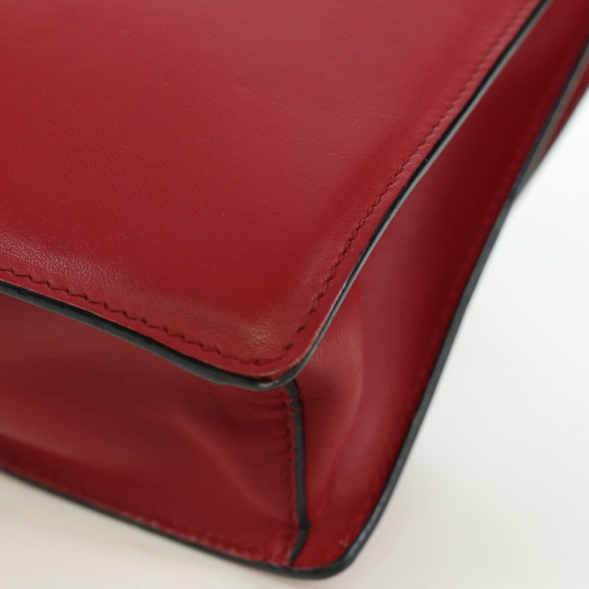 PRADA Electra Studs Chain Shoulder Bag Leather Red Silver Auth am11175V
