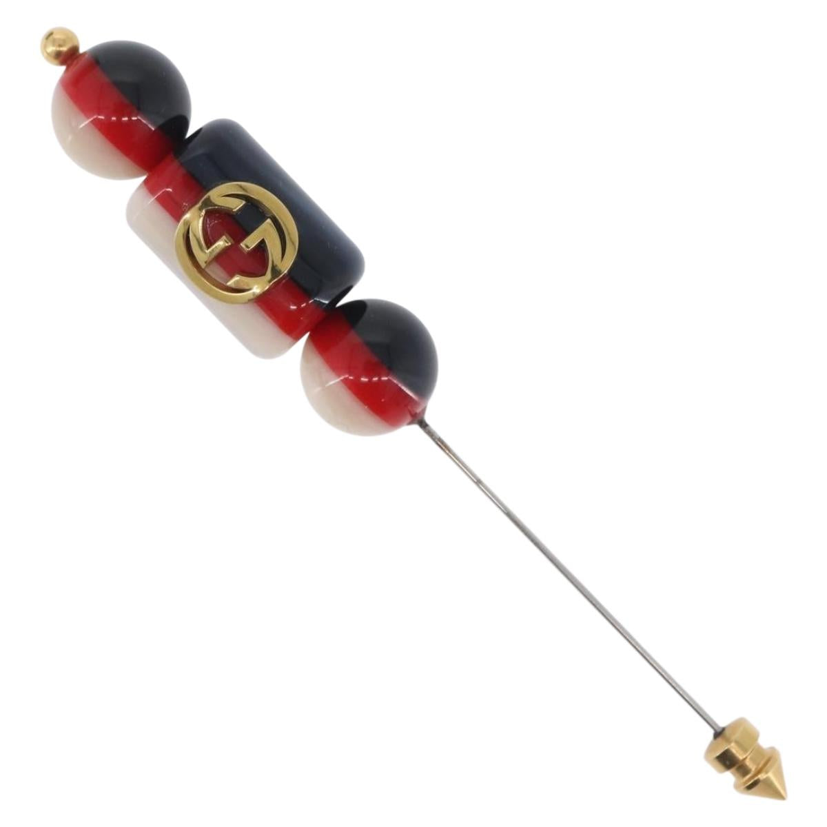 GUCCI Interlocking Sherry Pin Brooch metal Multicolor Auth am11178A
