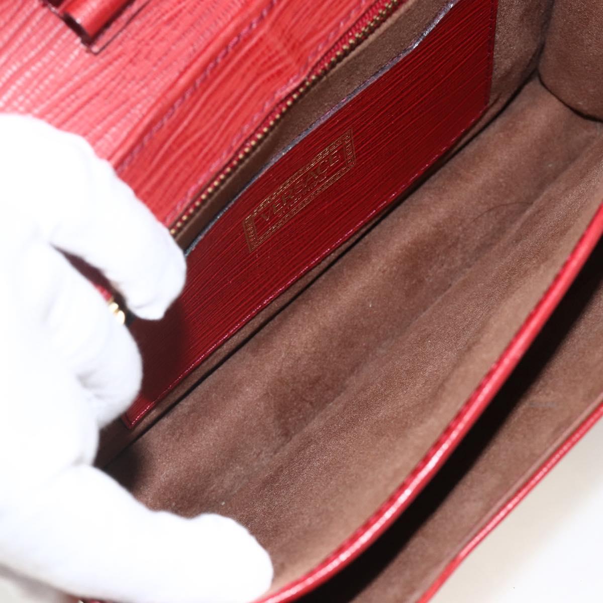 VERSACE Sunburst Clutch Bag Leather Red Gold Auth am11180A