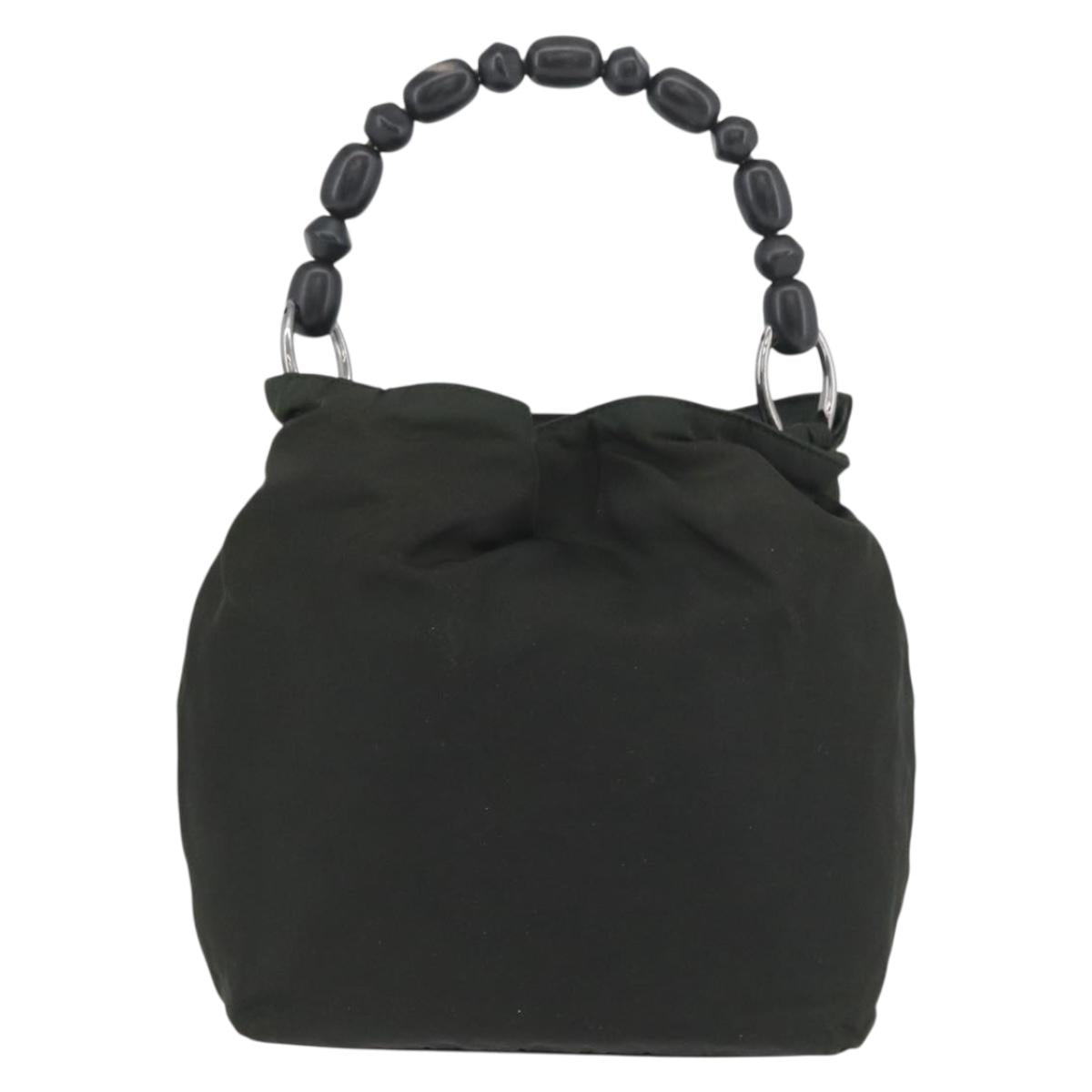 Christian Dior Maris Pearl Hand Bag Nylon Khaki Auth am11182