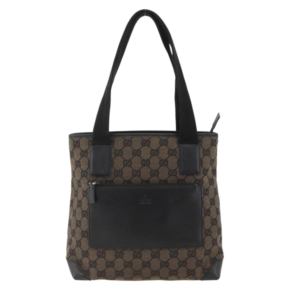 GUCCI GG Canvas Tote Bag Black Silver 019 0402 1705 Auth am11183A