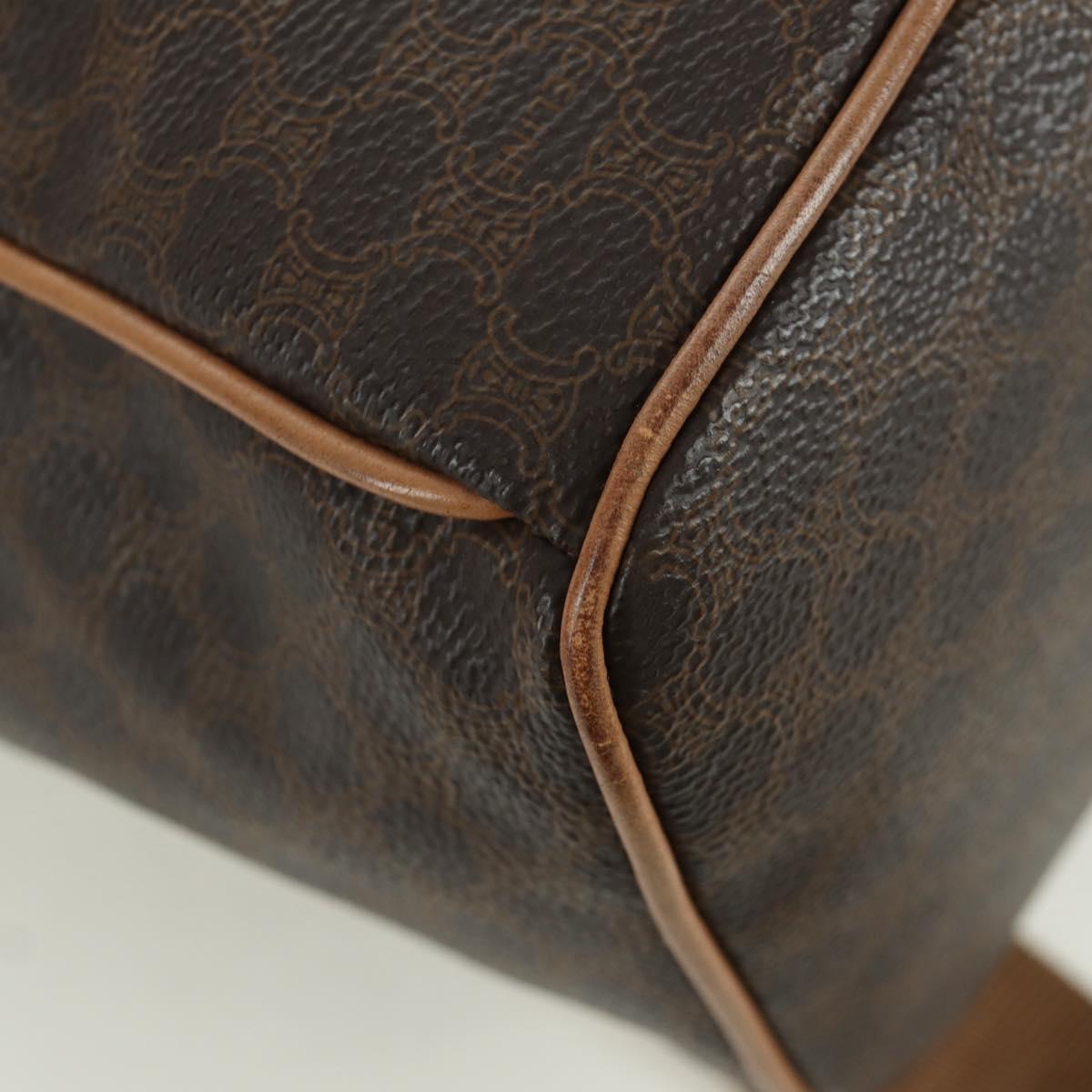 CELINE Macadam Canvas Backpack PVC Leather Brown Gold Auth am11186A