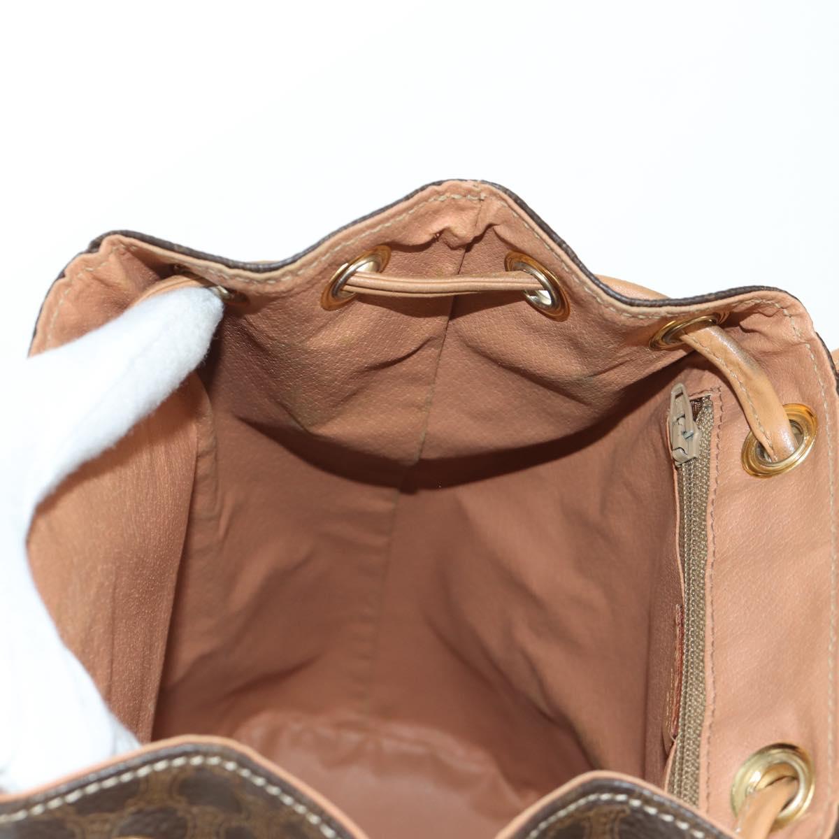 CELINE Macadam Canvas Backpack PVC Leather Brown Gold Auth am11186A