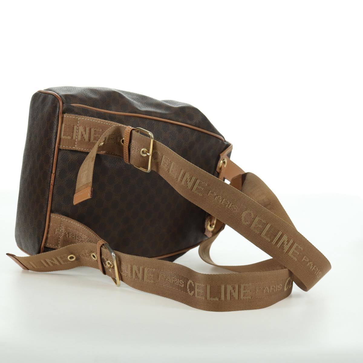 CELINE Macadam Canvas Backpack PVC Leather Brown Gold Auth am11186A