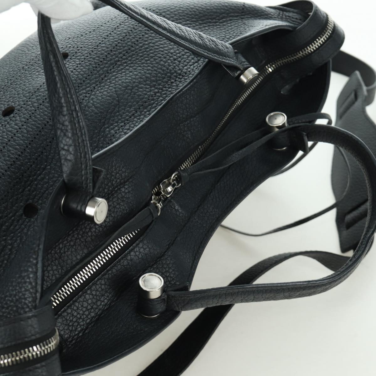 BALENCIAGA Blackout City Hand Bag Leather 2way Black Silver 443514 am11187SAM