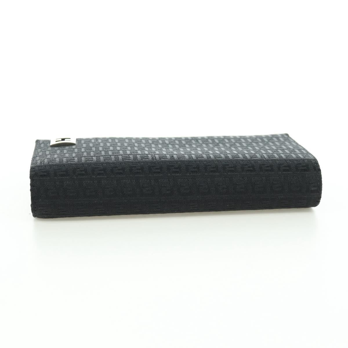FENDI Zucchino Canvas Trifold Wallet Black Auth am11191V