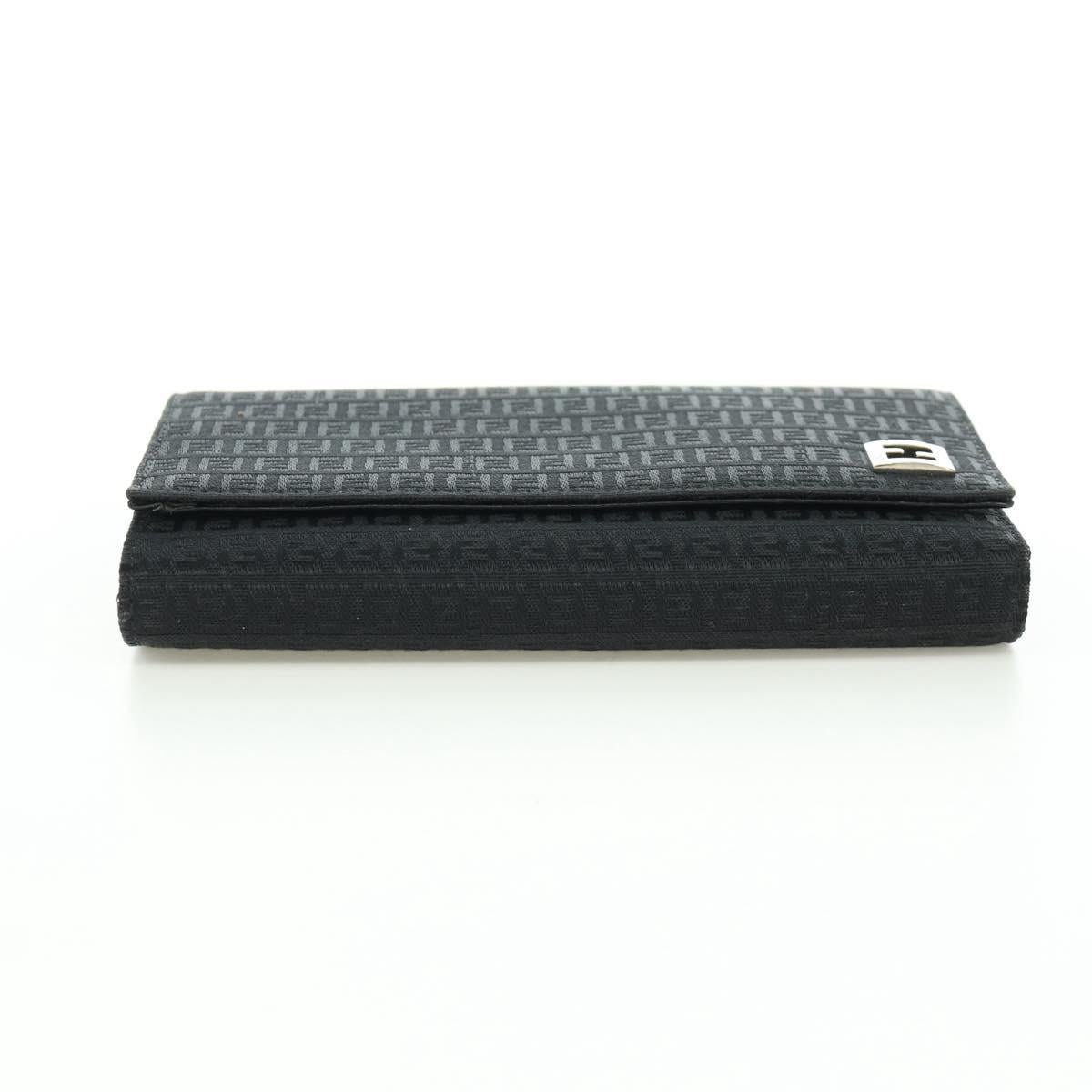 FENDI Zucchino Canvas Trifold Wallet Black Auth am11191V