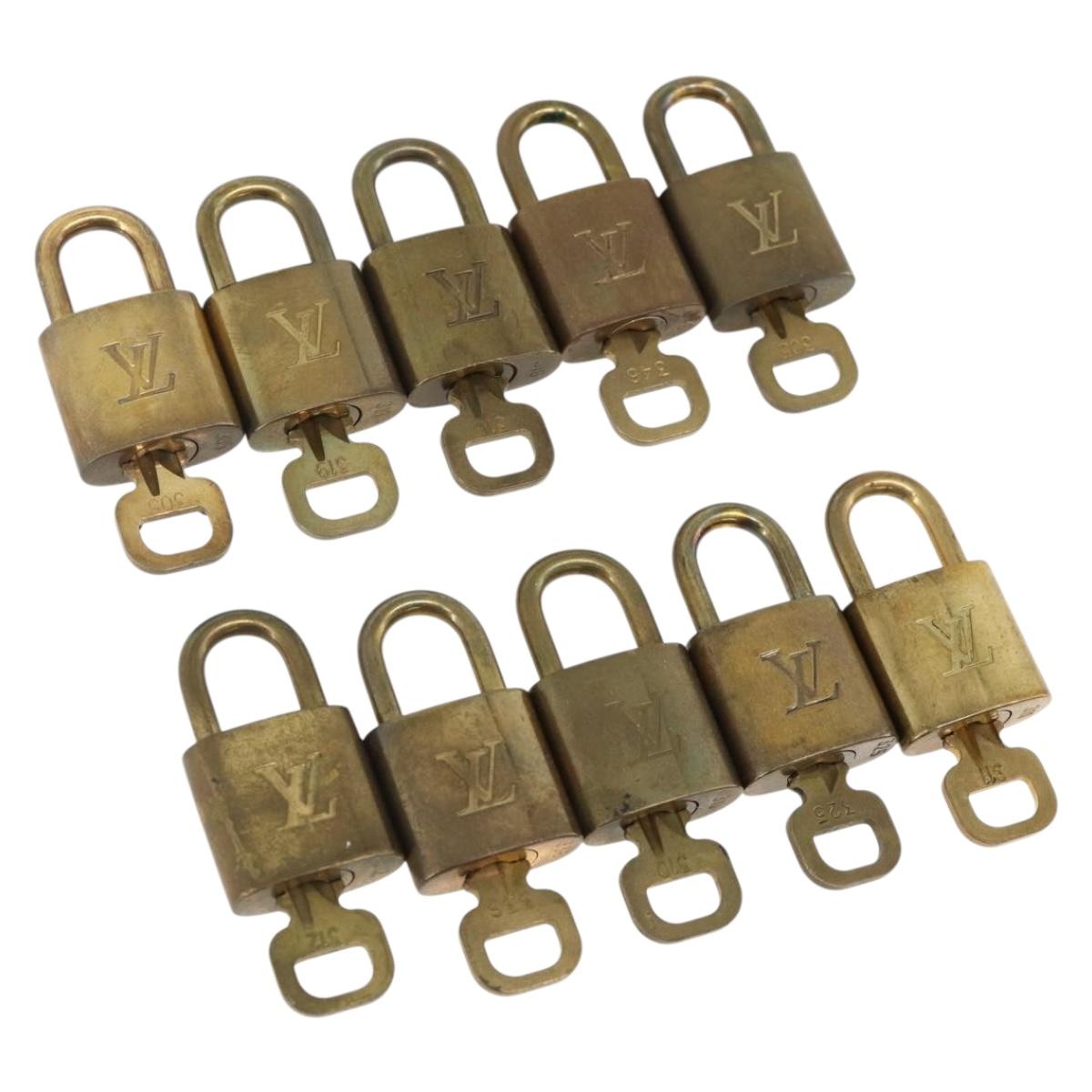 LOUIS VUITTON Padlock 10 Set Padlock metal Gold LV Auth am11193