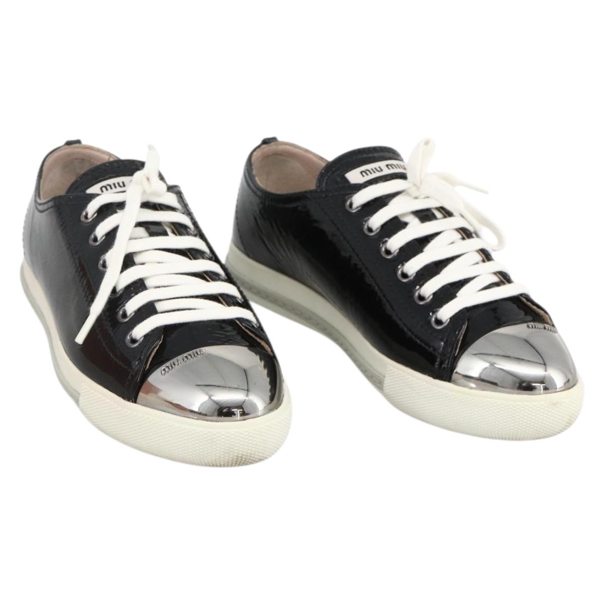 Miu Miu Sneakers Patent leather 36 1/2 Black CC Auth am11207A