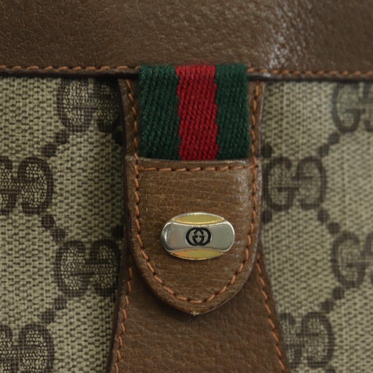 GUCCI GG Supreme Web Sherry Line Clutch Bag PVC Beige Red 89 01 032 Auth am11210