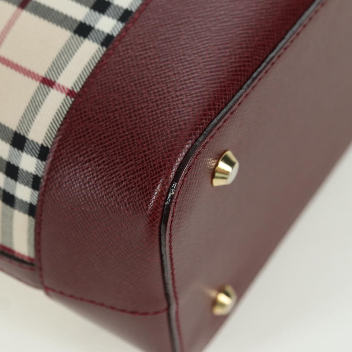 BURBERRY Nova Check Hand Bag Canvas Leather Beige Gold Auth am11213A