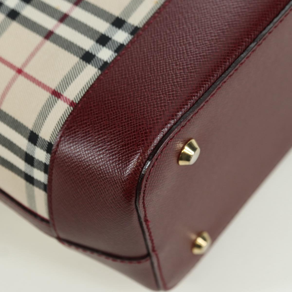 BURBERRY Nova Check Hand Bag Canvas Leather Beige Gold Auth am11213A
