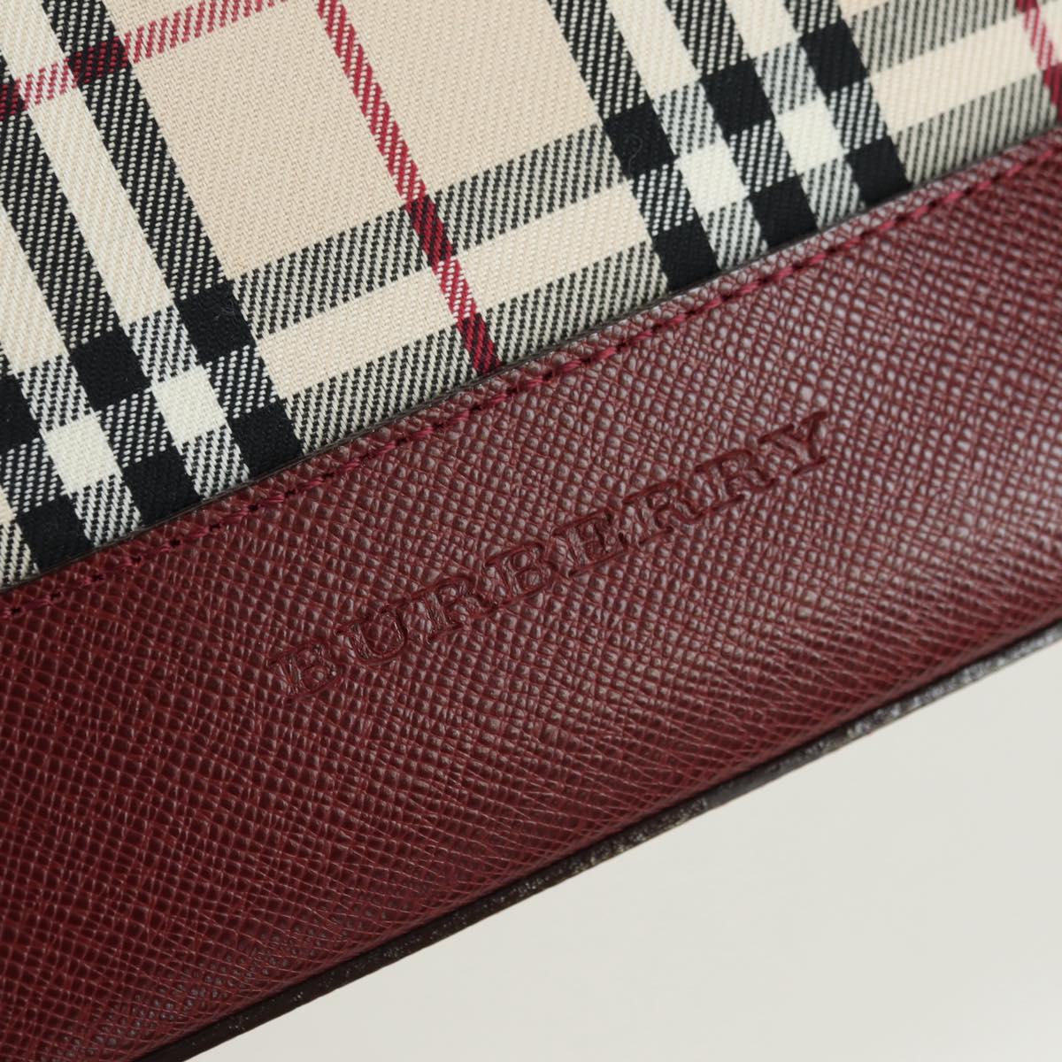 BURBERRY Nova Check Hand Bag Canvas Leather Beige Gold Auth am11213A