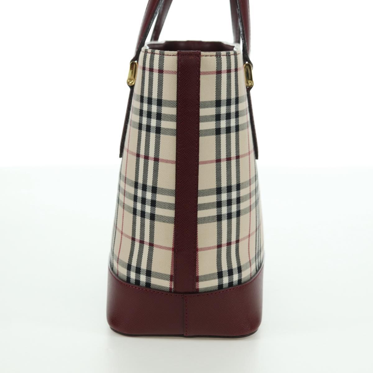 BURBERRY Nova Check Hand Bag Canvas Leather Beige Gold Auth am11213A