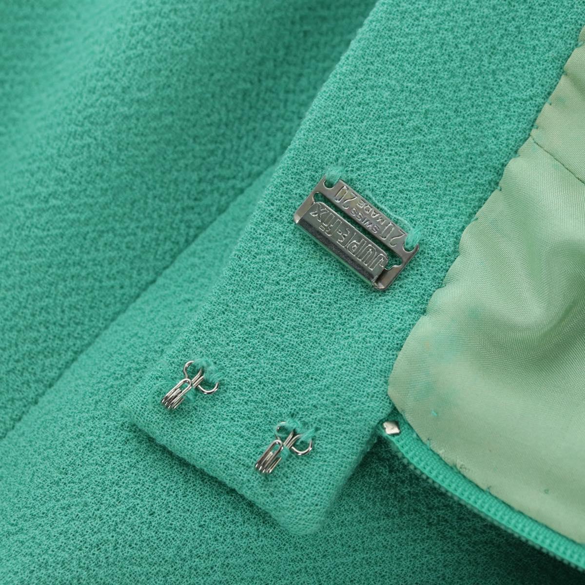 CHANEL jacket Skirt Setup Wool Green CC Auth am11218A