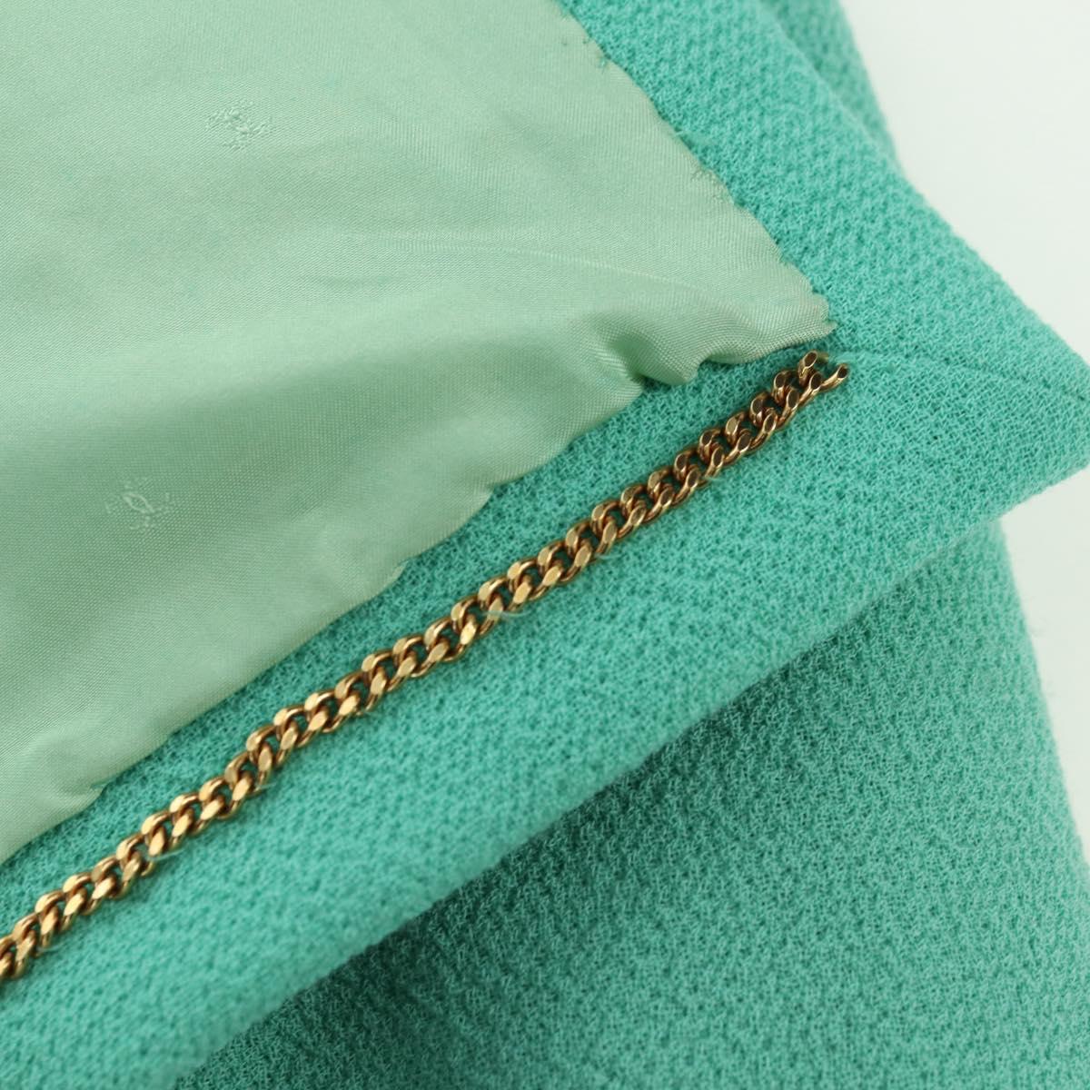 CHANEL jacket Skirt Setup Wool Green CC Auth am11218A