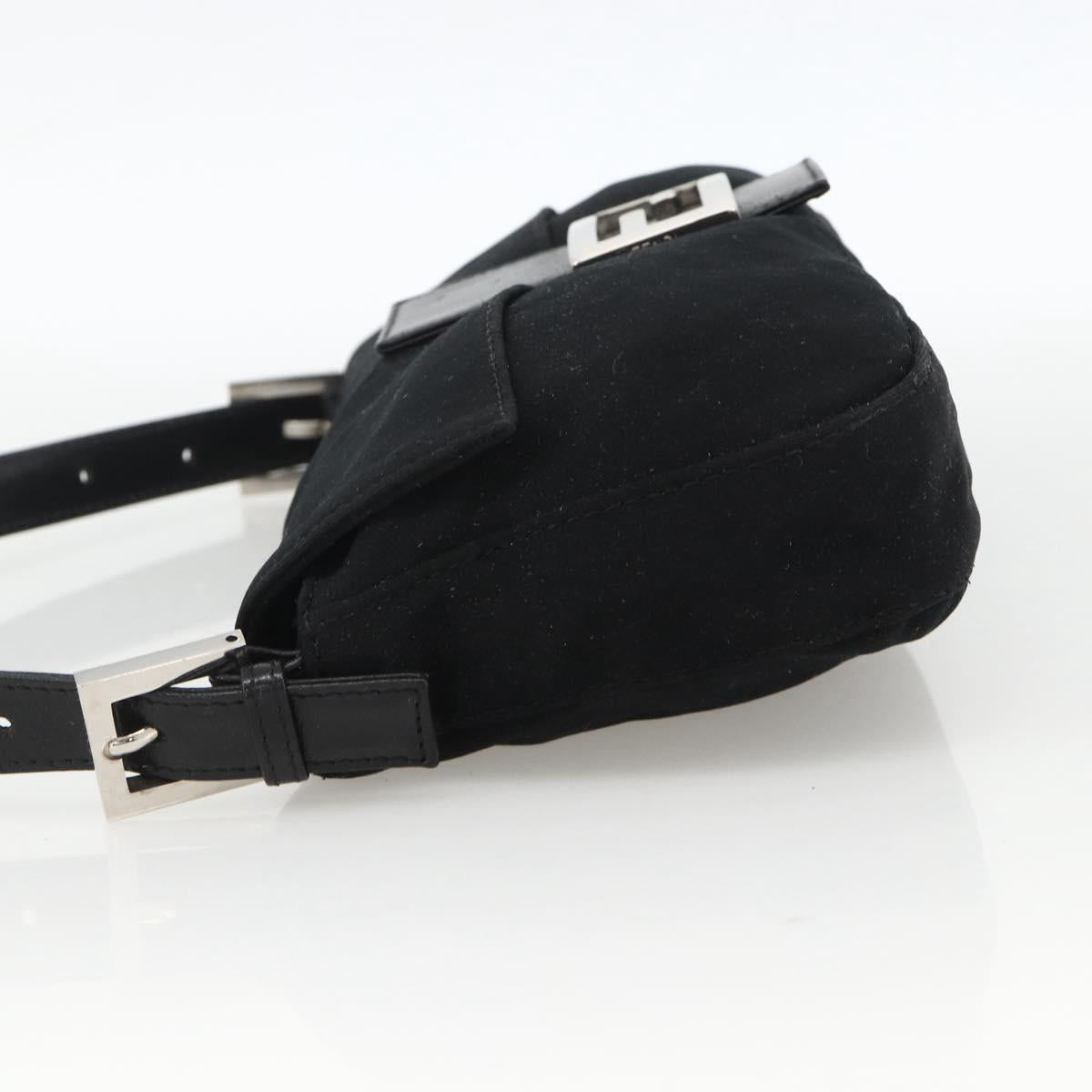FENDI Mamma Baguette Shoulder Bag Jersey Black Silver Auth am11228A