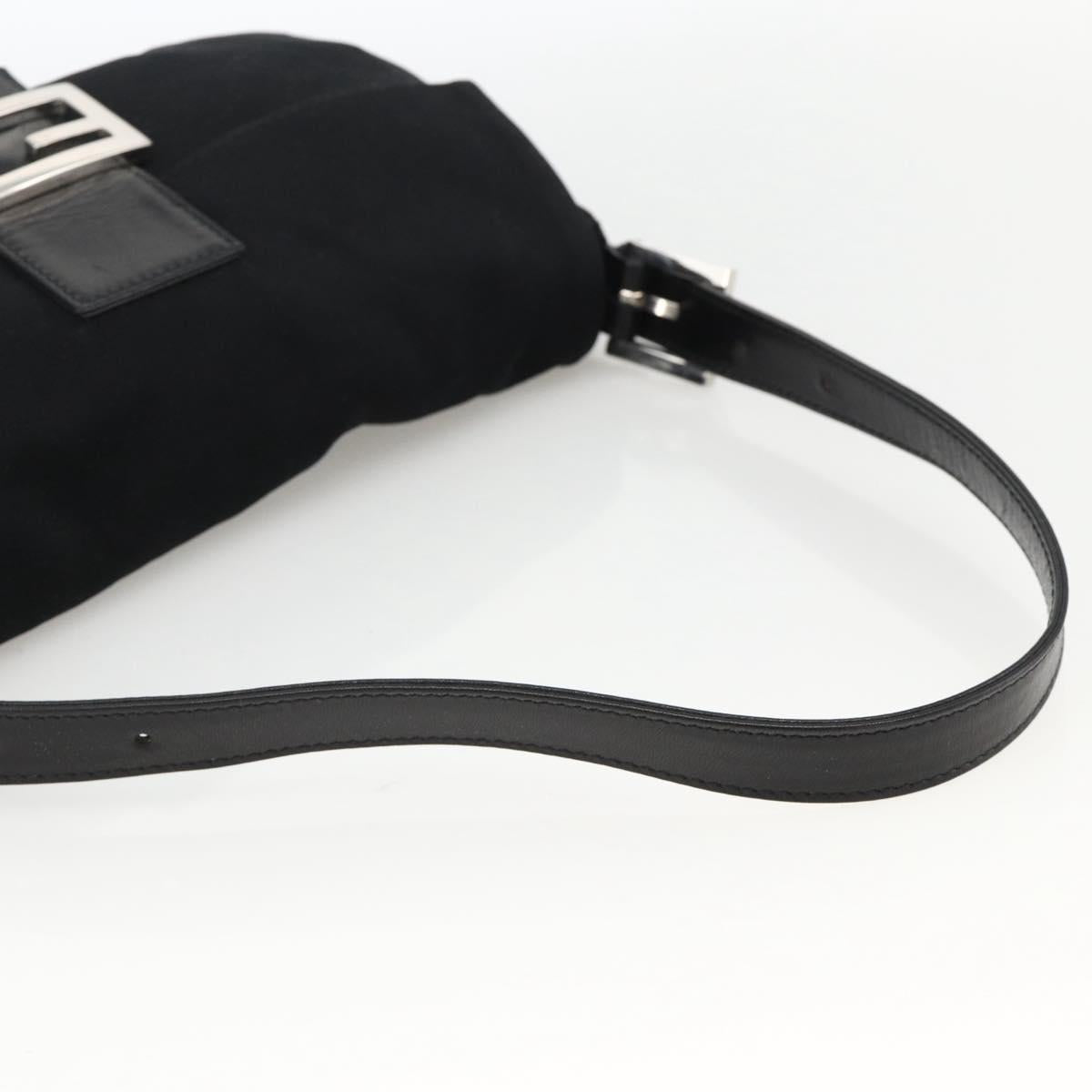 FENDI Mamma Baguette Shoulder Bag Jersey Black Silver Auth am11228A