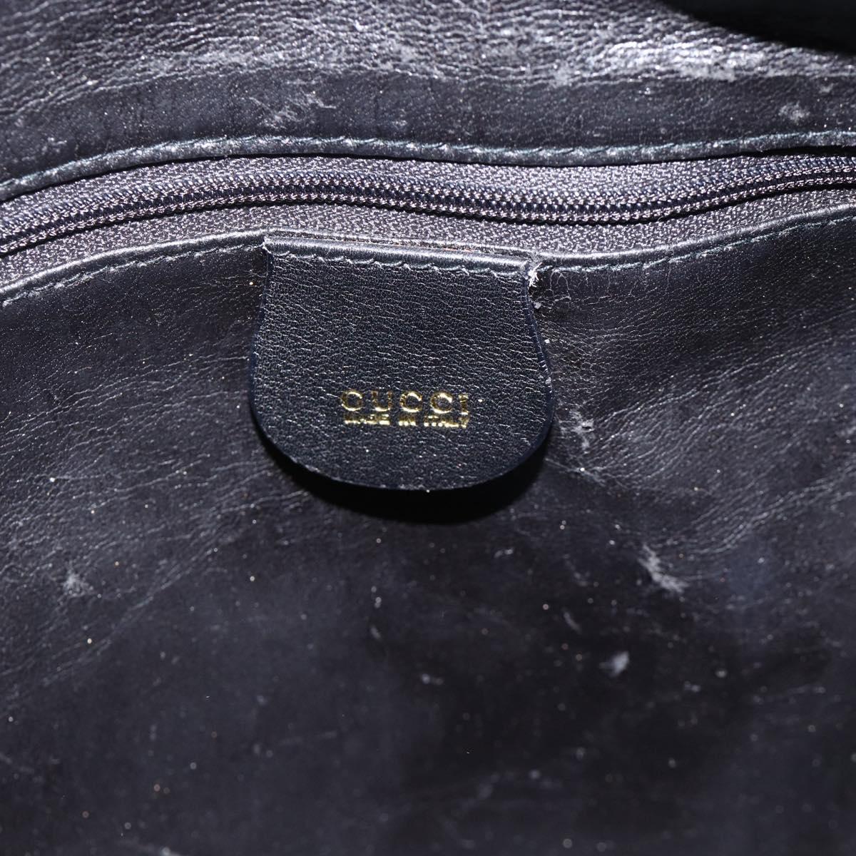 GUCCI Bamboo Shoulder Bag Leather 2way Black Gold 001 2123 1577 Auth am11264