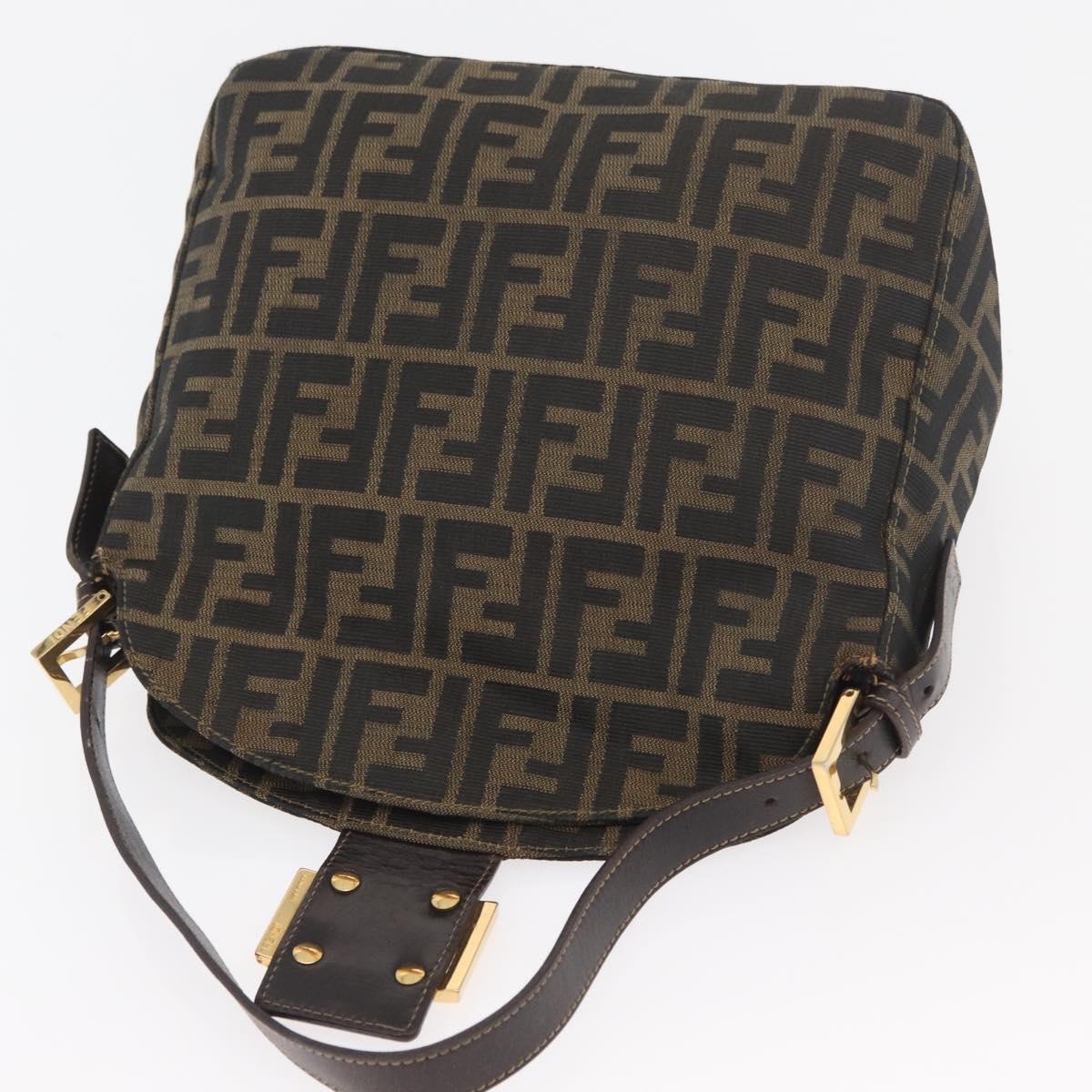 FENDI Zucca Canvas Mamma Baguette Shoulder Bag Brown Black Auth am11271A