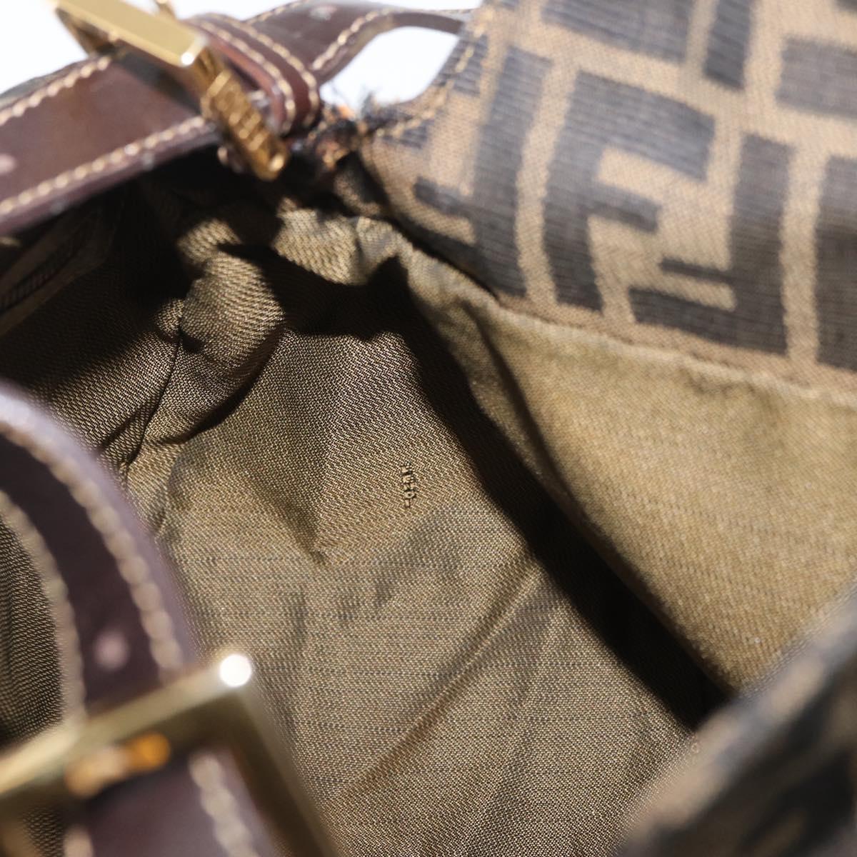 FENDI Zucca Canvas Mamma Baguette Shoulder Bag Brown Black Auth am11271A