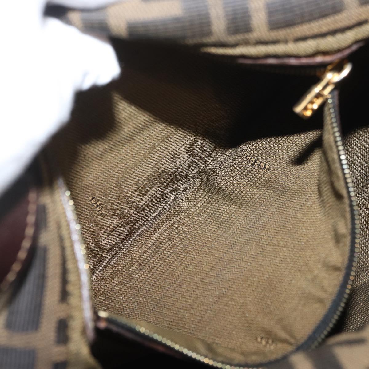 FENDI Zucca Canvas Mamma Baguette Shoulder Bag Brown Black Auth am11271A