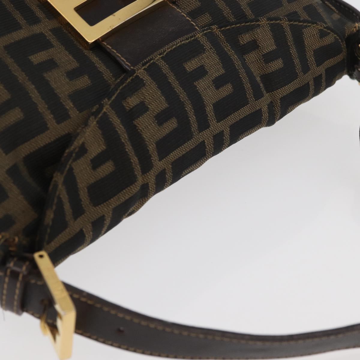 FENDI Zucca Canvas Mamma Baguette Shoulder Bag Brown Black Auth am11271A