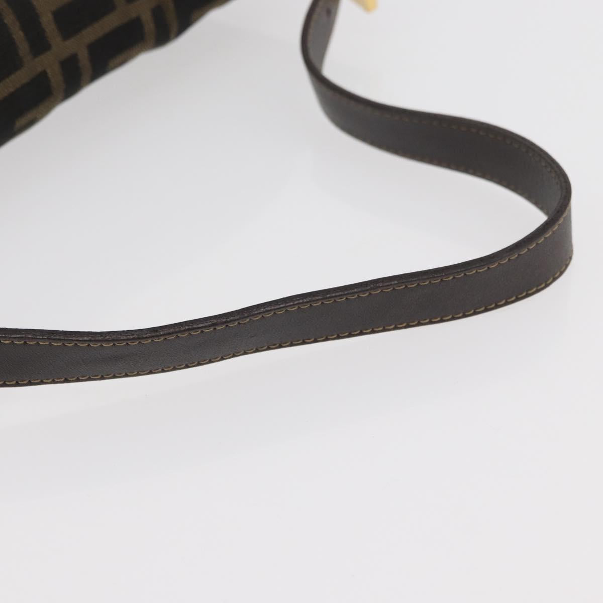 FENDI Zucca Canvas Mamma Baguette Shoulder Bag Brown Black Auth am11271A