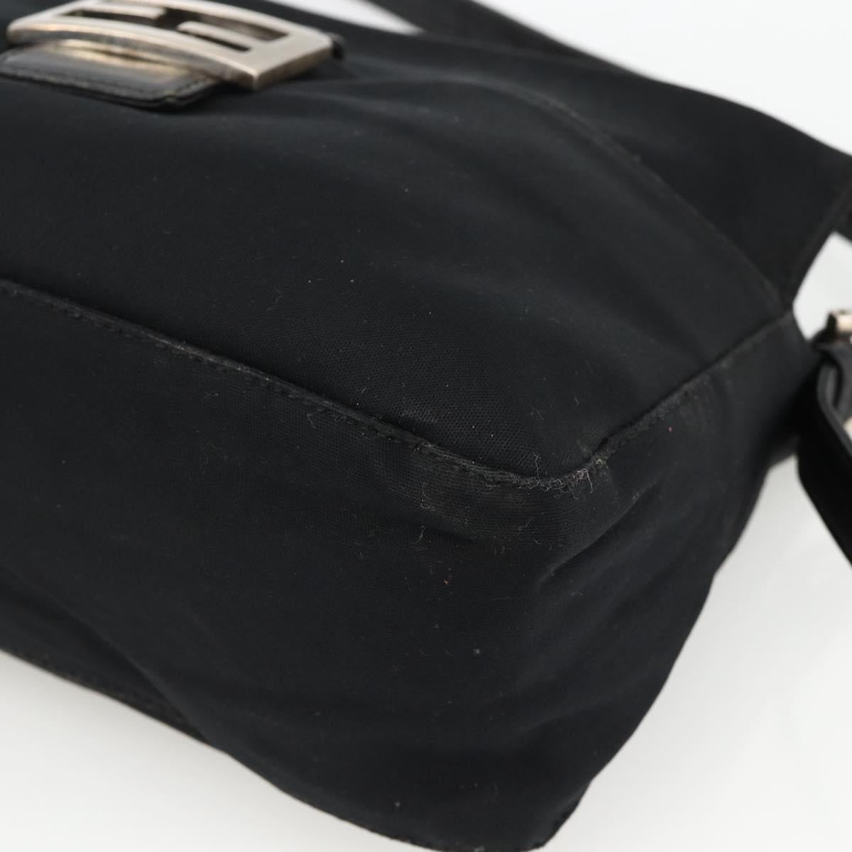 FENDI Mamma Baguette Shoulder Bag Jersey Black Silver Auth am11275A