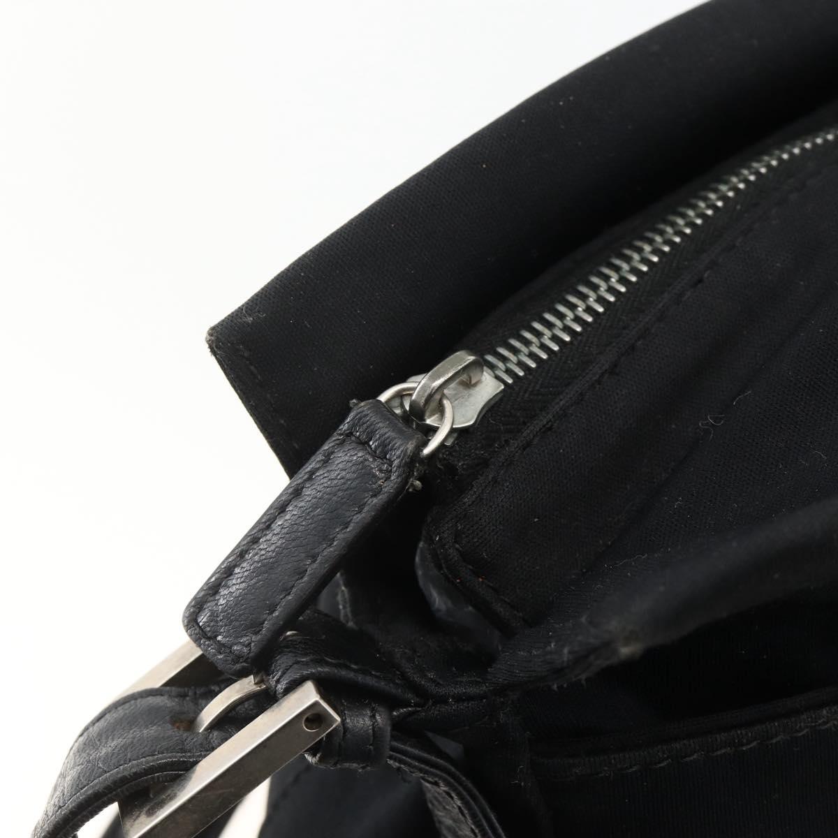 FENDI Mamma Baguette Shoulder Bag Jersey Black Silver Auth am11275A