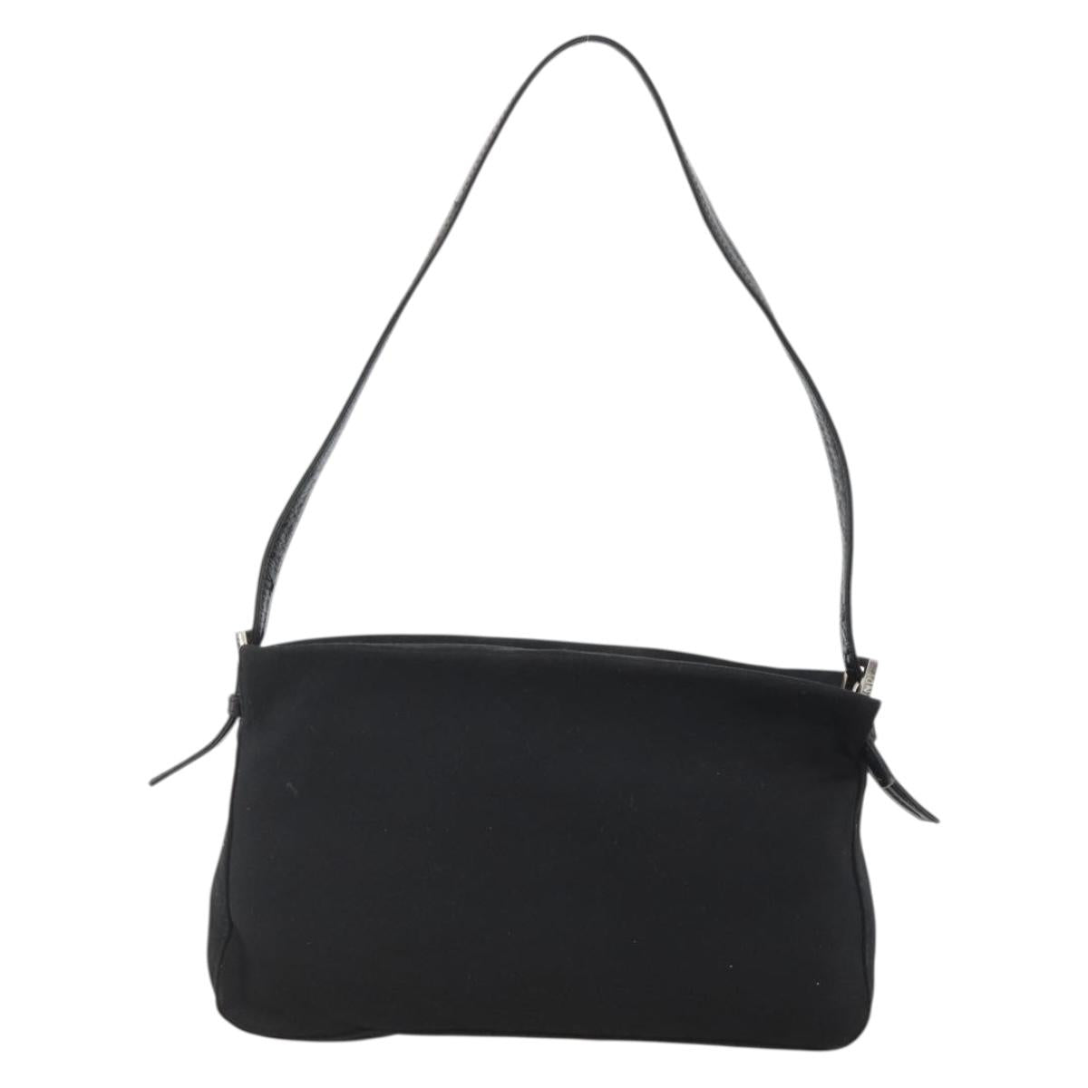 FENDI Mamma Baguette Shoulder Bag Jersey Black Silver Auth am11275A