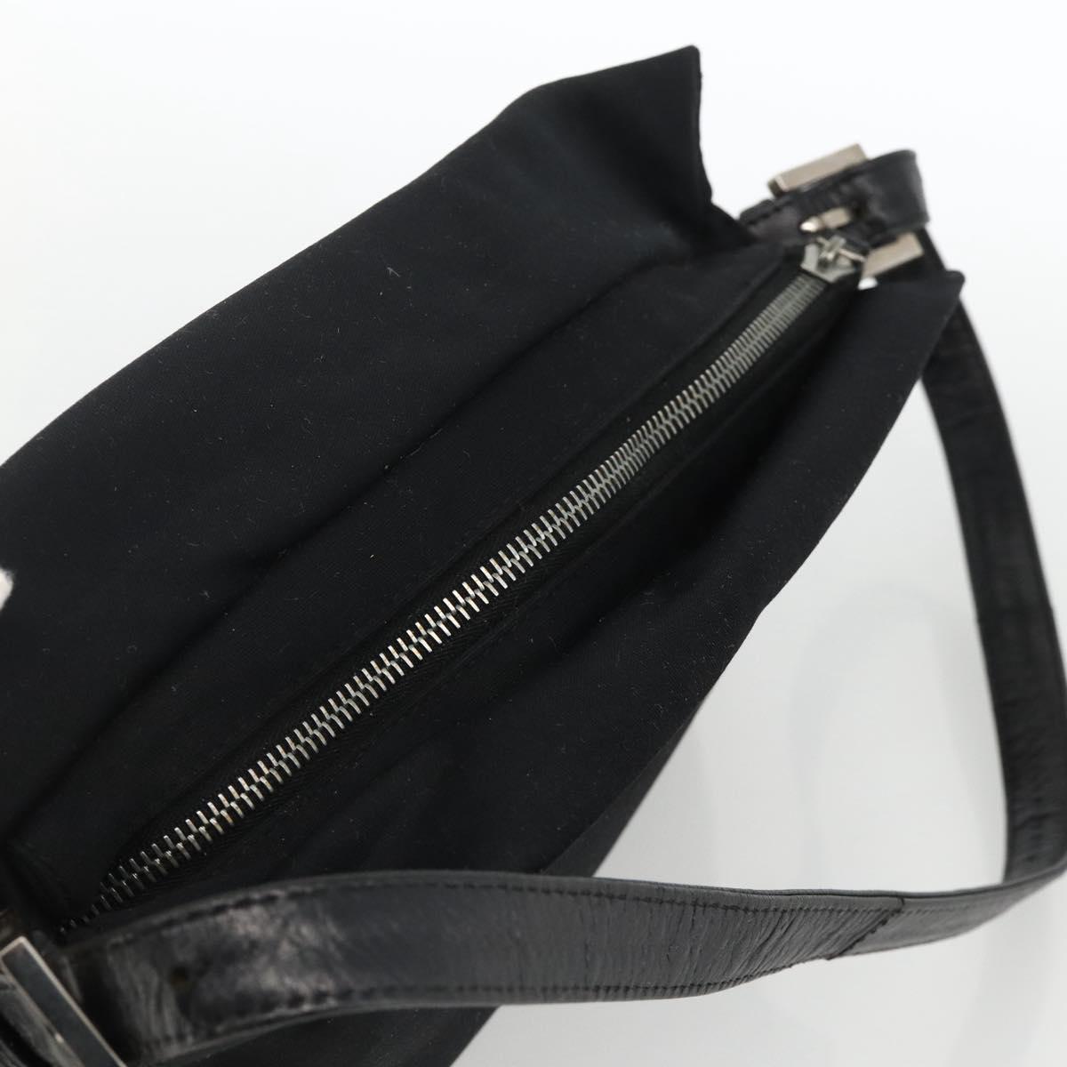 FENDI Mamma Baguette Shoulder Bag Jersey Black Silver Auth am11275A