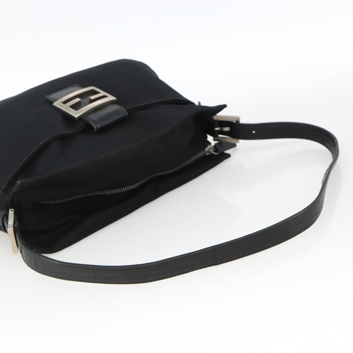 FENDI Mamma Baguette Shoulder Bag Jersey Black Silver Auth am11275A