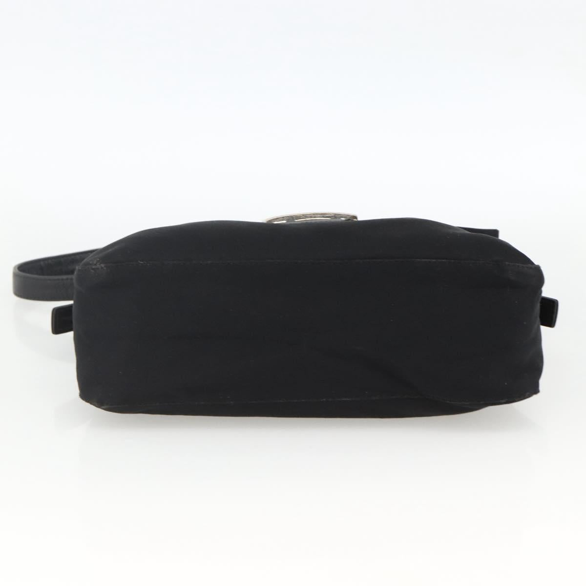 FENDI Mamma Baguette Shoulder Bag Jersey Black Silver Auth am11275A