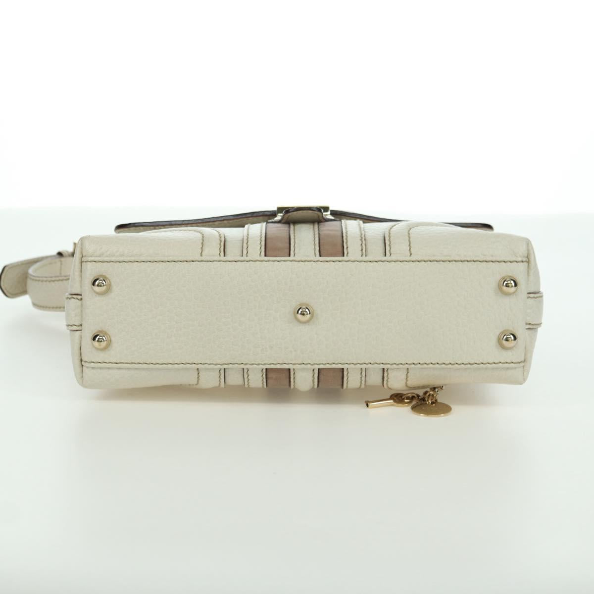 GUCCI Hand Bag Leather White Gold 145999 Auth am11306A