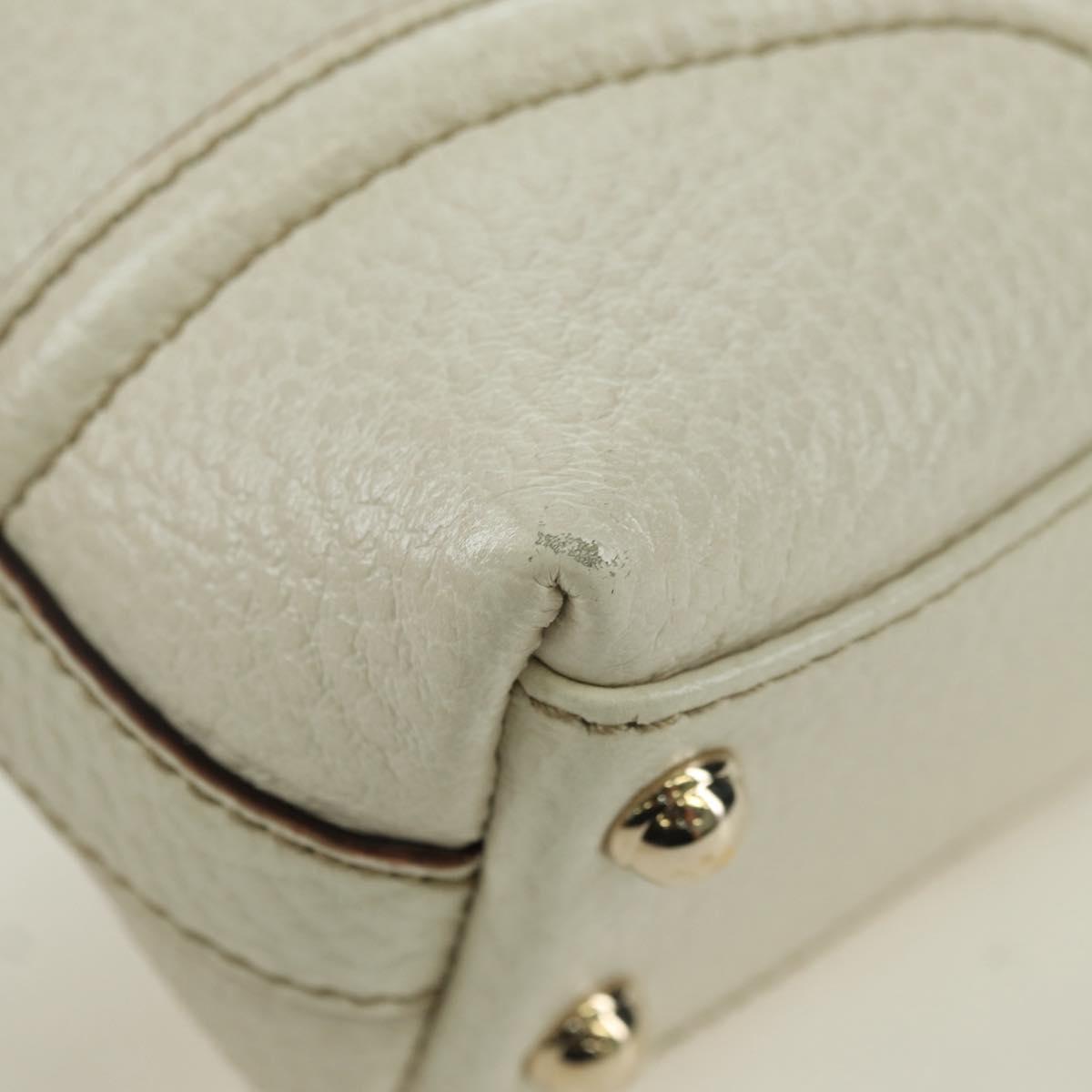 GUCCI Hand Bag Leather White Gold 145999 Auth am11306A