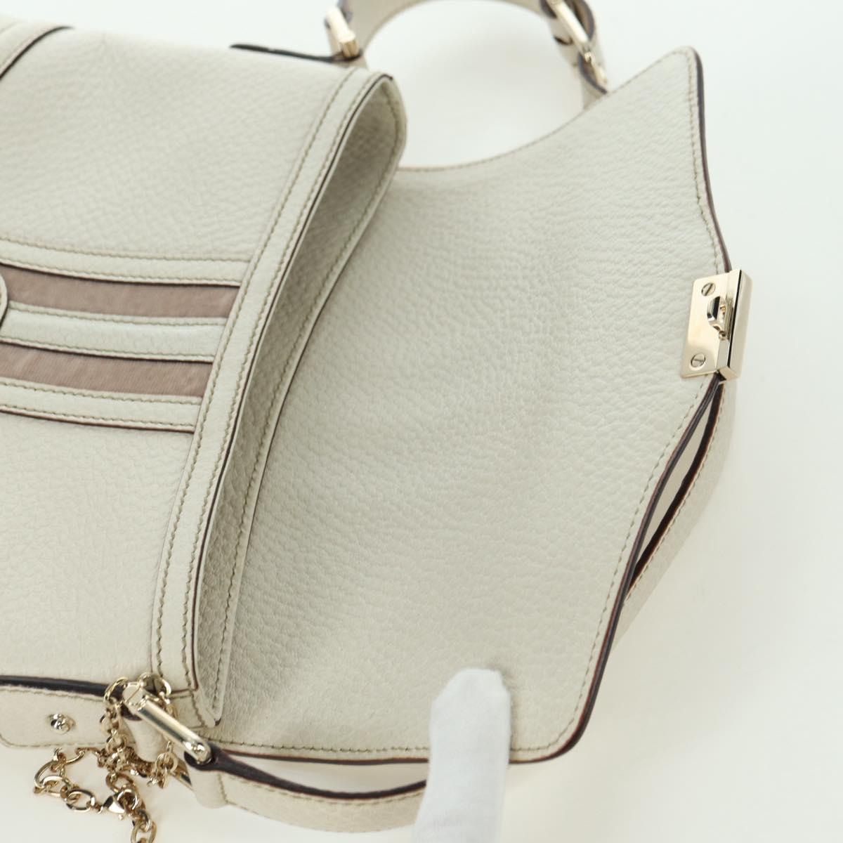 GUCCI Hand Bag Leather White Gold 145999 Auth am11306A