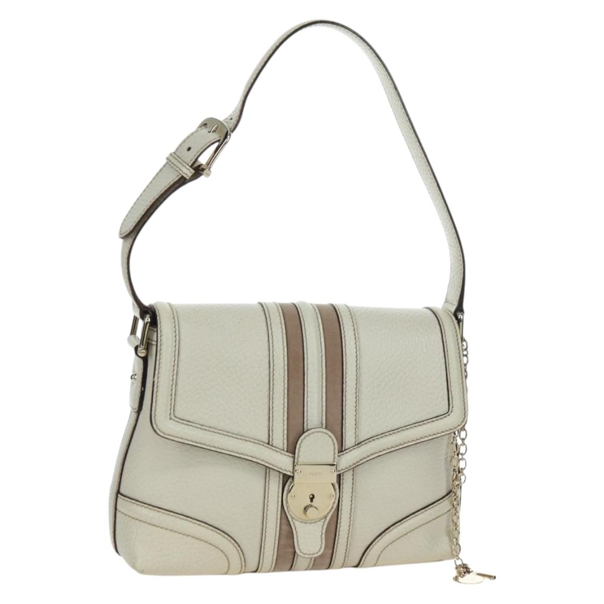 GUCCI Hand Bag Leather White Gold 145999 Auth am11306A