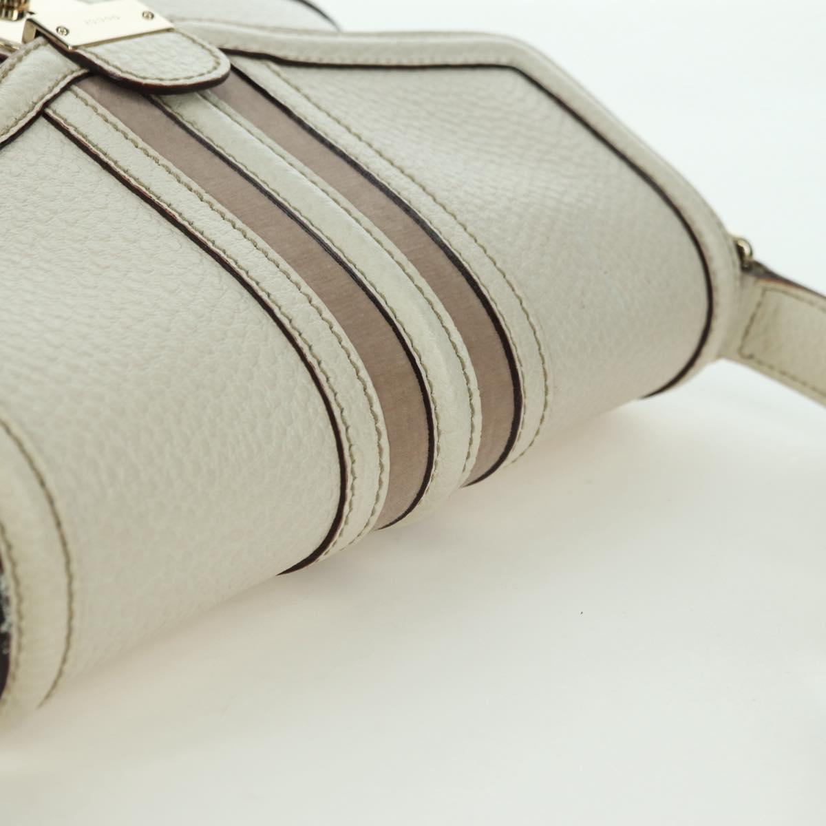 GUCCI Hand Bag Leather White Gold 145999 Auth am11306A